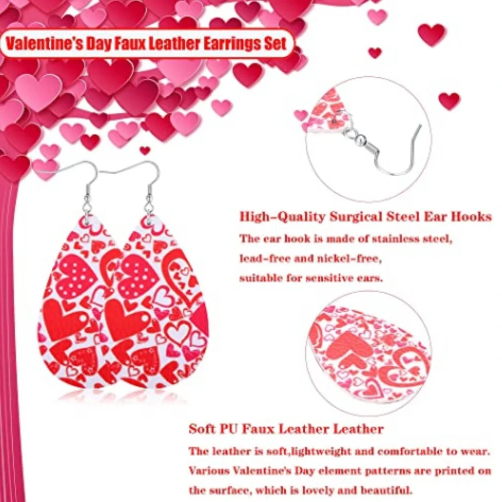 5/$25 RED Glitter Earrings Heart Shaped Earrings Valentines Day RESTOCKED - Picture 2 of 6